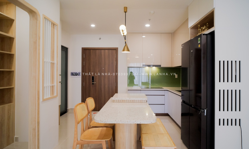 Mau Tu Bep Dep 17 Tủ bếp Căn hộ chung cư Riverside Q7 kết hợp phong cách hiện đại và Wabi sabi