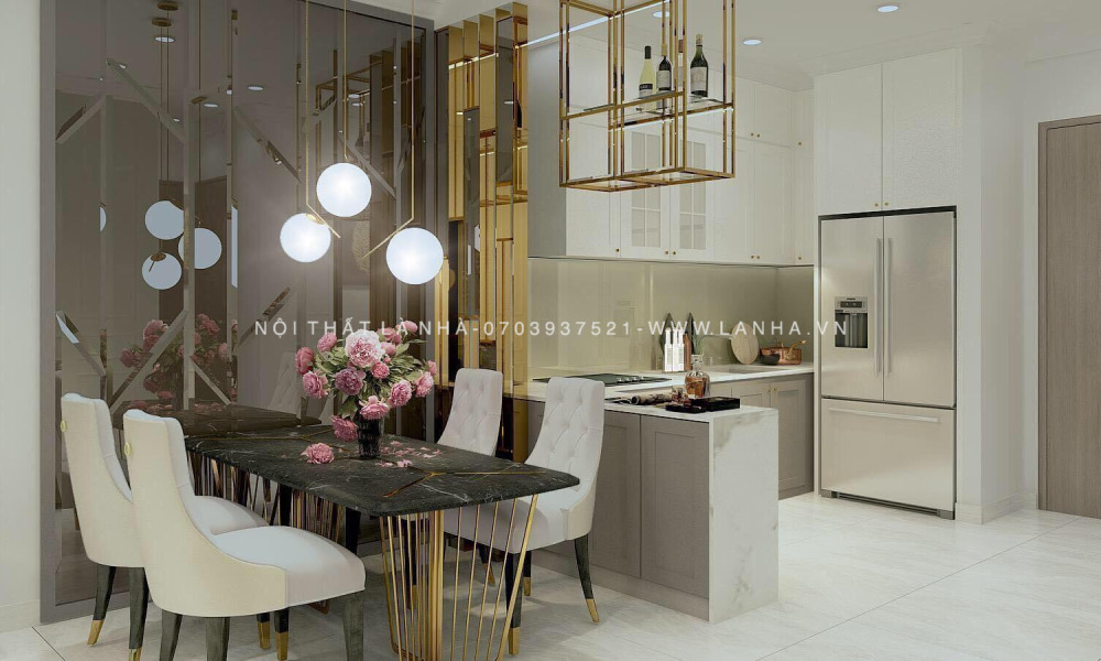 Noi That Tan Co Dien 14 Phòng bếp chung cư Mizuki Park phong cách tân cổ điển trang nhã, tinh tế