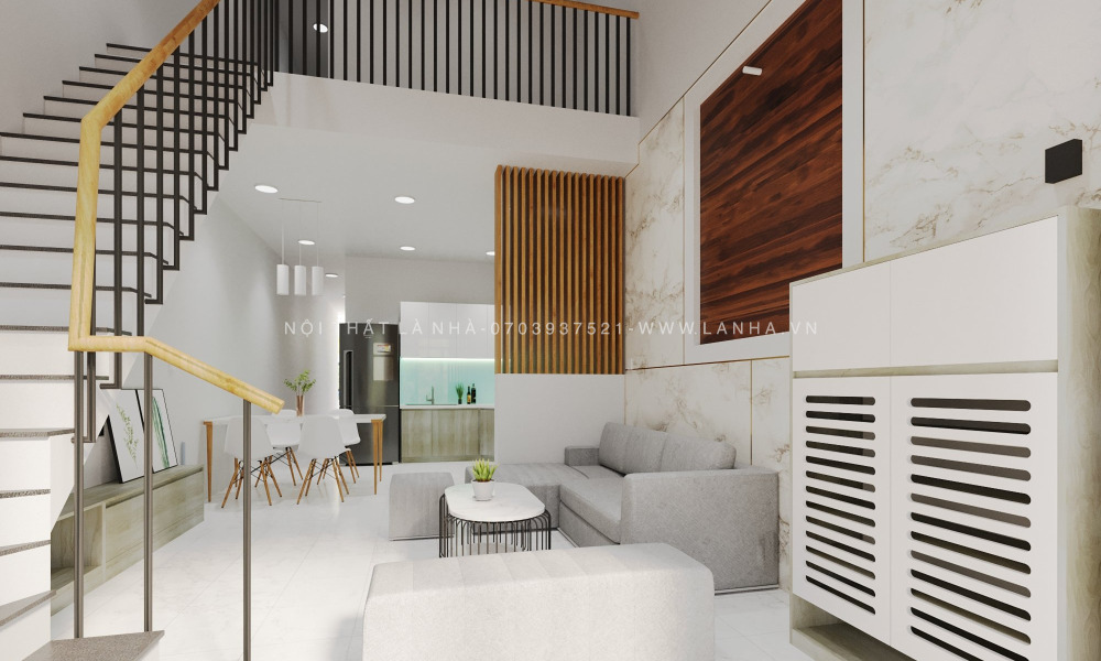 Phong Khach Lien Bep 7 Thiết kế phòng khách liền bếp của Là Nhà cho công trình chị Ngân tại TPHCM
