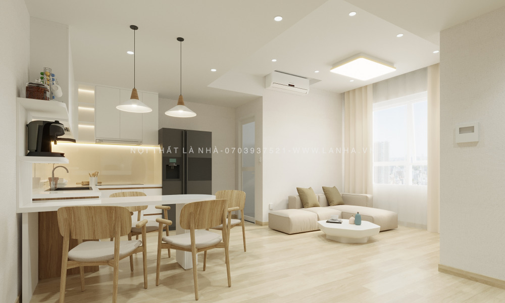 Phong Khach Lien Bep 9 Phòng khách liền phòng bếp được Là Nhà thiết kế theo phong cách Wabi Sabi