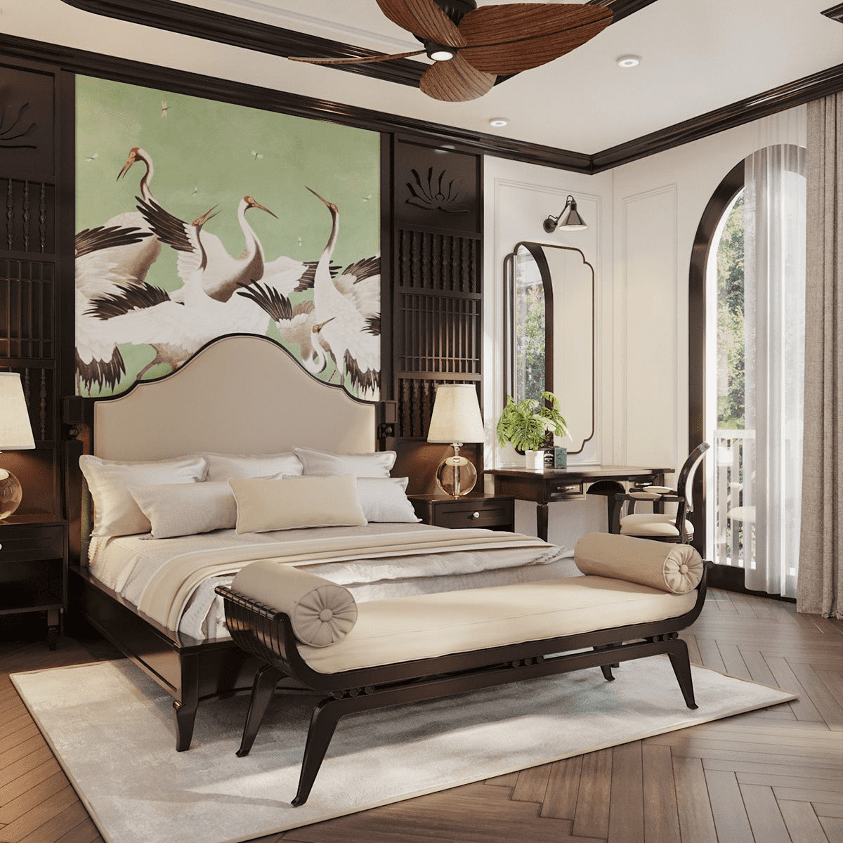 phòng ngủ phong cách Indochine