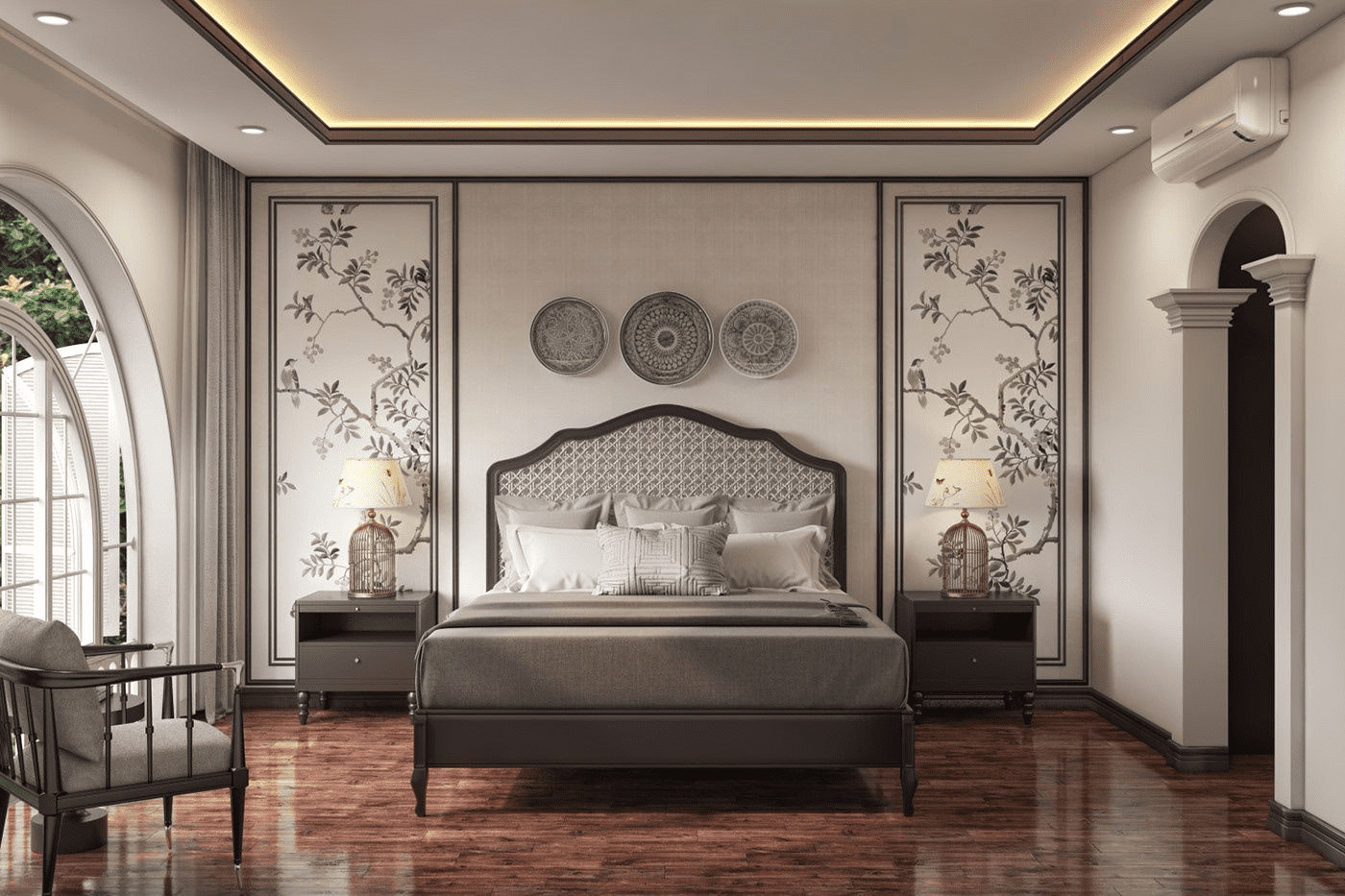 Gia chủ mệnh Thủy thích hợp với mẫu phòng ngủ phong cách Đông Dương màu sáng (Nguồn: Sưu tầm)