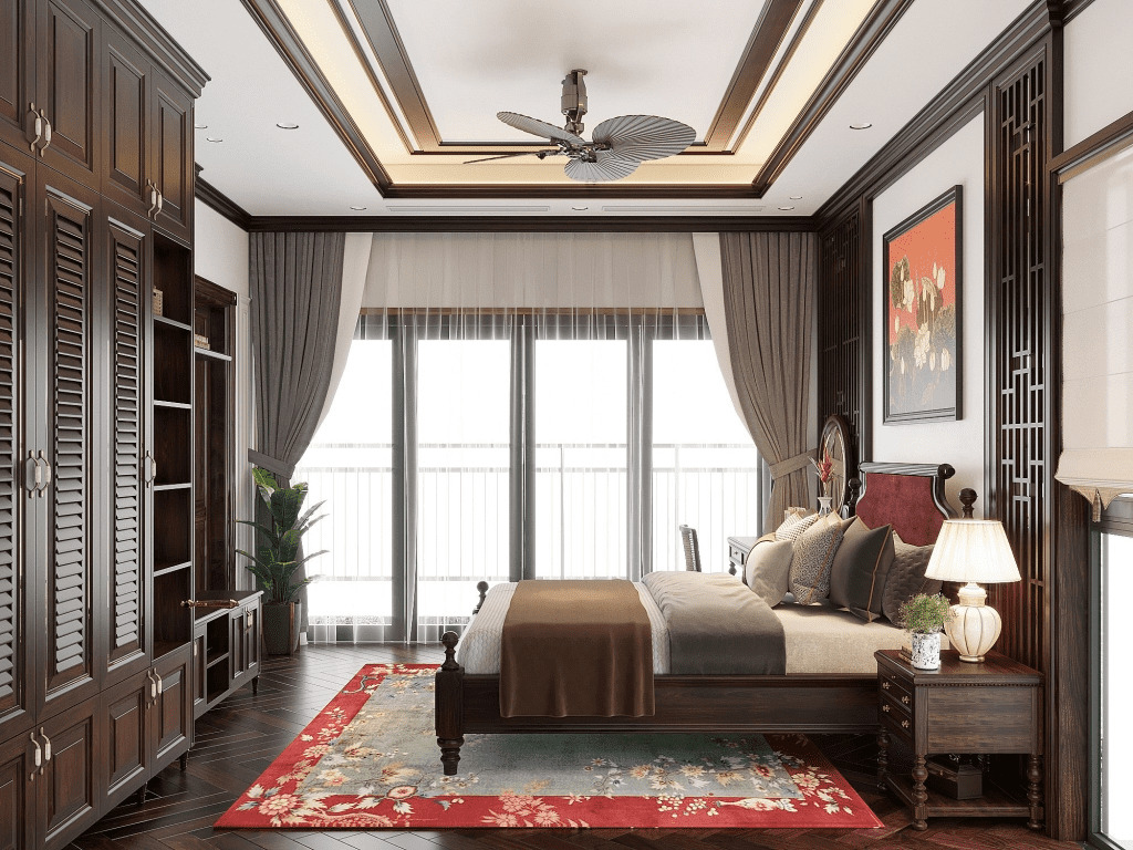 Chọn màu tương sinh cho phòng ngủ phong cách Indochine hợp mệnh Thổ (Nguồn: Sưu tầm)