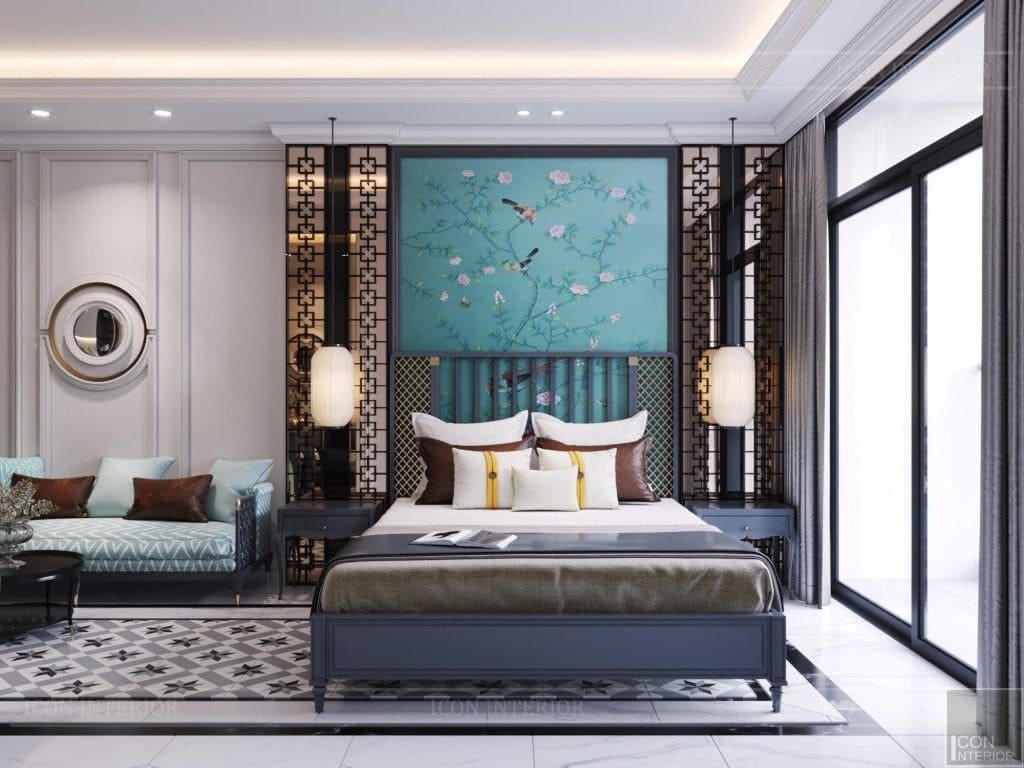 Phòng ngủ phong cách indochine pha lẫn nét hiện đại