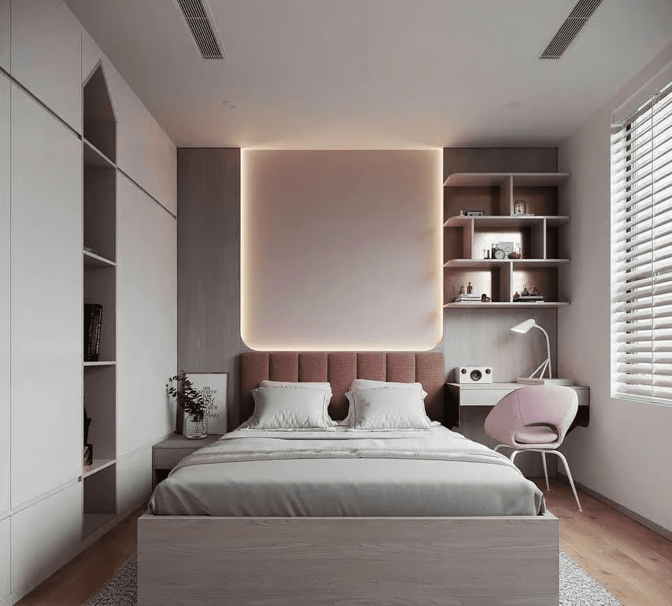 thiet-ke-phong-ngu-10m2-12 Phòng ngủ 10m2 cho cá nhân có thể lựa chọn nội thất Minimalism (Nguồn: Sưu tầm)