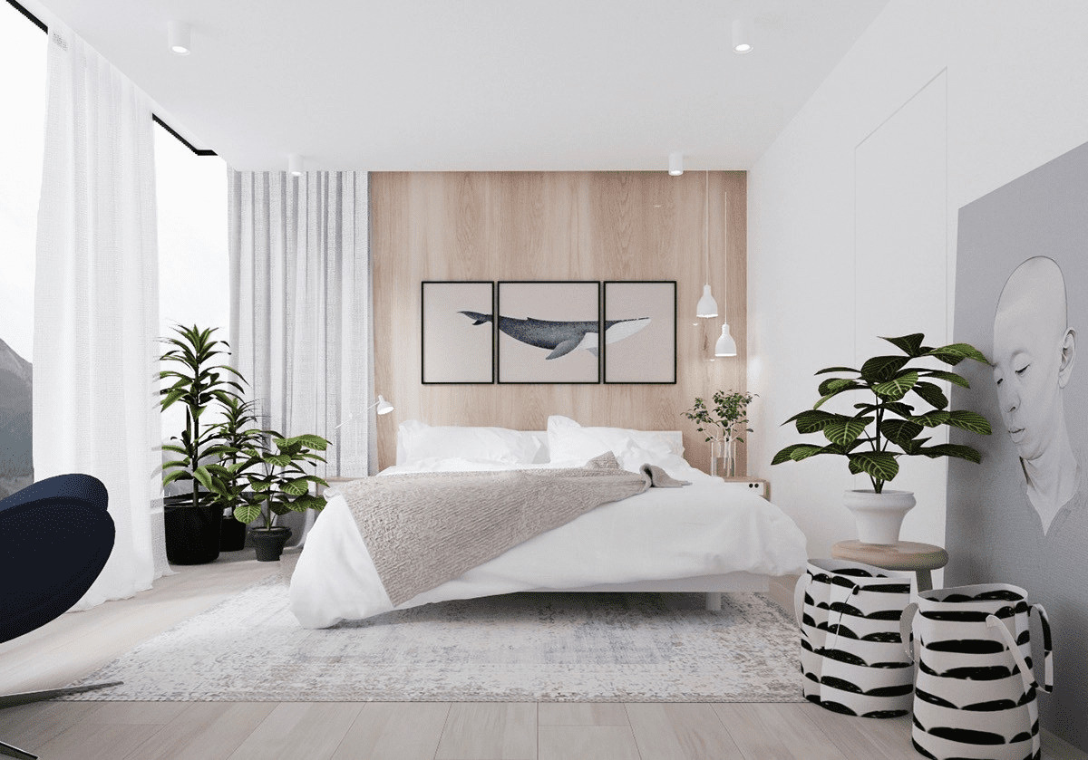 Phòng ngủ 15m2 theo phong cách tối giản