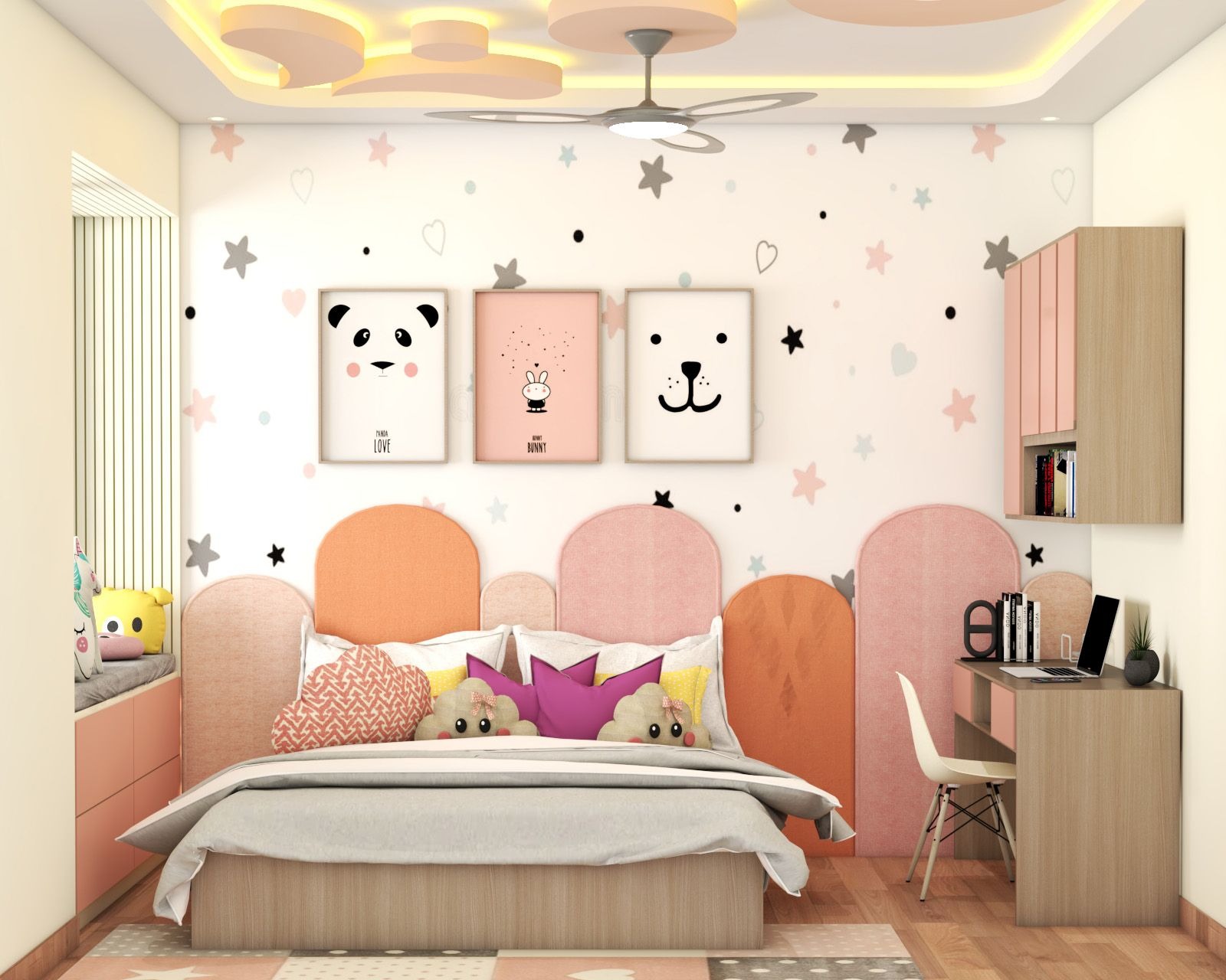 Thiết kế phòng ngủ 15m2 cho bé gái