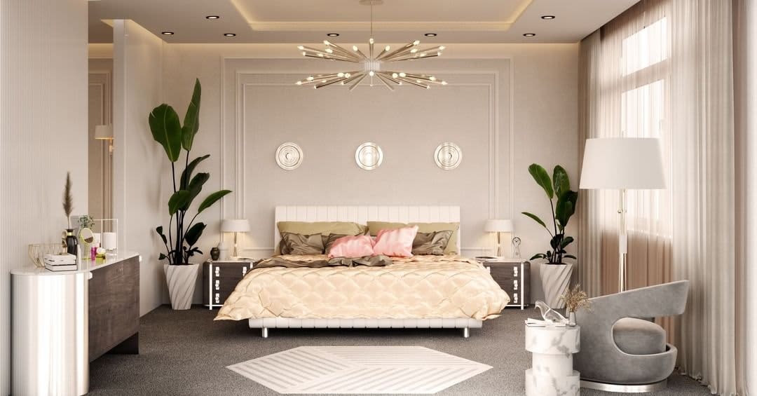 Phòng ngủ của vợ chồng thoải mái kết hợp cây xanh
