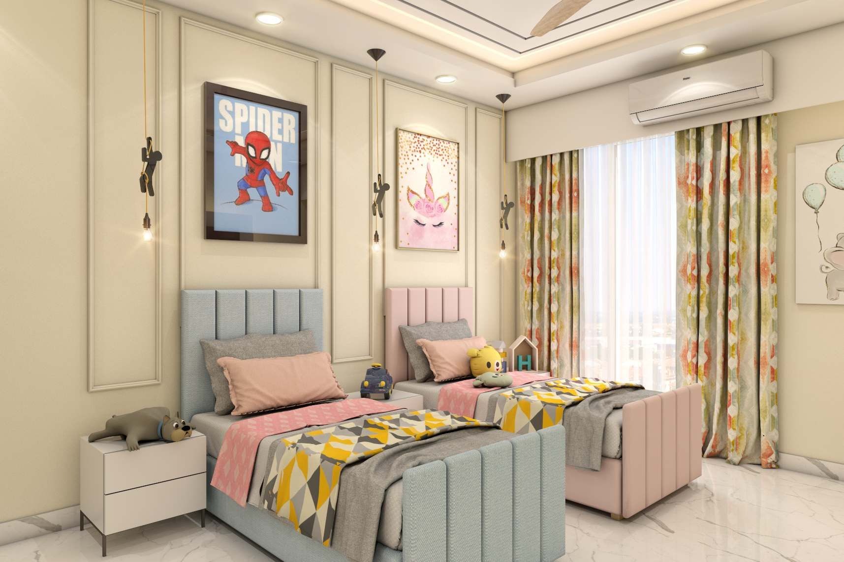 Thiết kế phòng ngủ 15m2 cho 2 bé