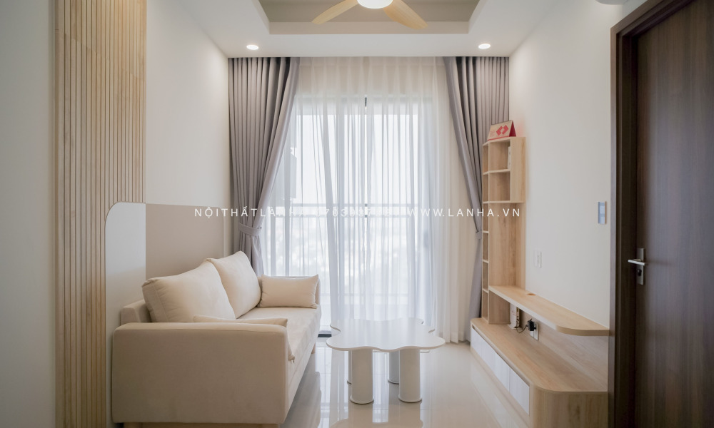 Tu Trang Tri Phong Khach 15 Chung cư Riverside quận 7 phong cách Japandi tối giản, tinh tế
